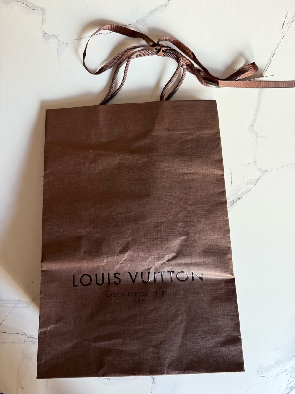 Louis Vuitton Brown Handle Shopping Bag with Ribbon